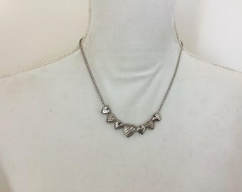 Vintage Enchanted Hearts Silver Plated Sliding Necklace