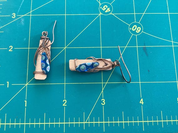 Vintage 1950s Handmade Long Solid Copper Cobalt B… - image 5