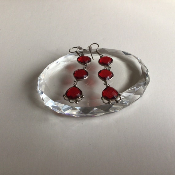 Handmade 925 Silver Red Ruby Quartz Teardrop Vint… - image 1