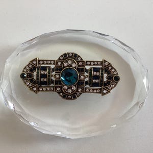 Heidi Daus Art Deco Brooch.London Blue Topaz Crystal.New