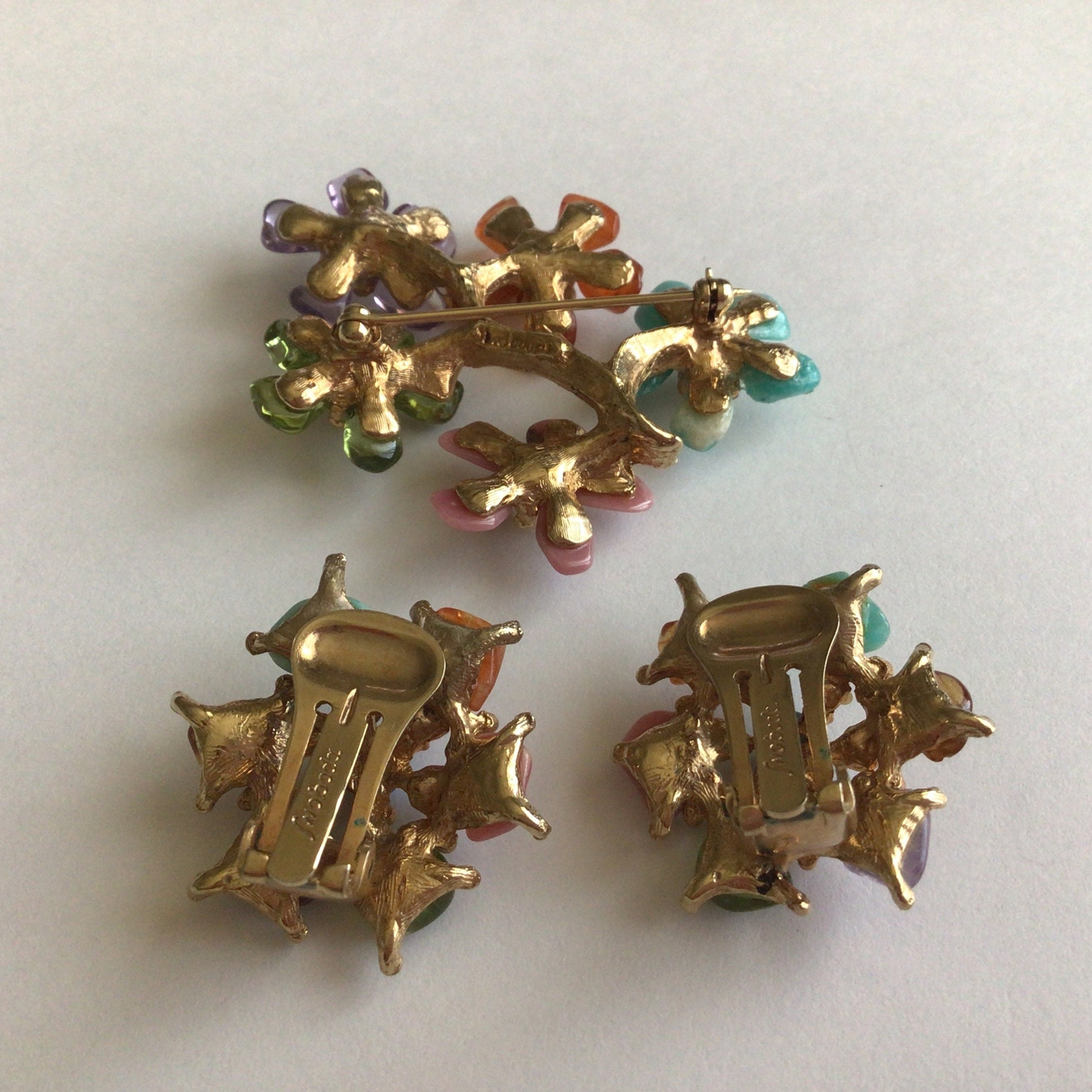 Edward Swoboda Vintage Jewelry Set.gold Plated,gemstone