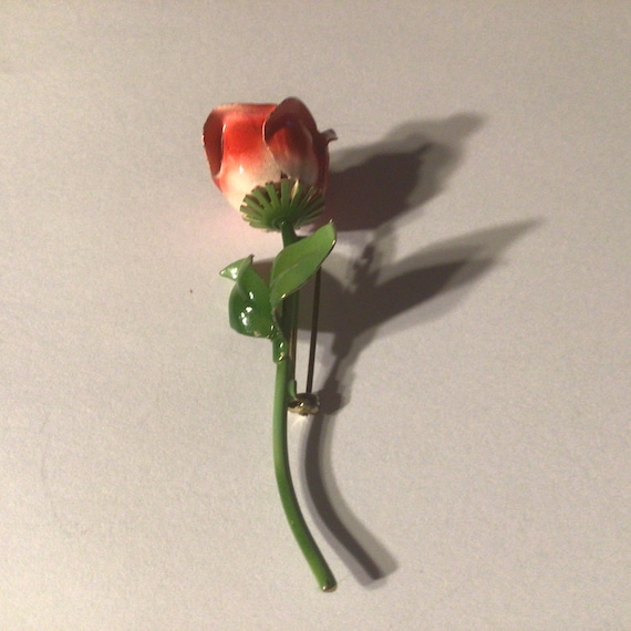 Vintage Brooch.This Japanese rose is enameled in … - image 2