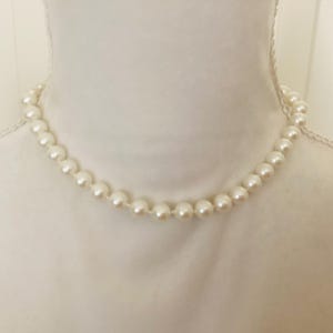 Vintage 1980s Monet Hand Knotted Faux Pearl Glass Necklace