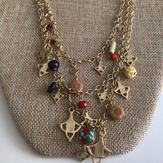 Vintage Avenue TM Gold tone three stands Necklace… - image 5