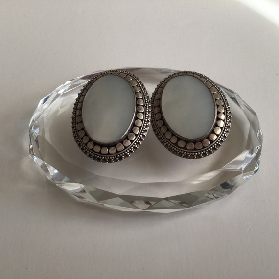 Vintage Sterling Honora White Mother of Pearl Lar… - image 1