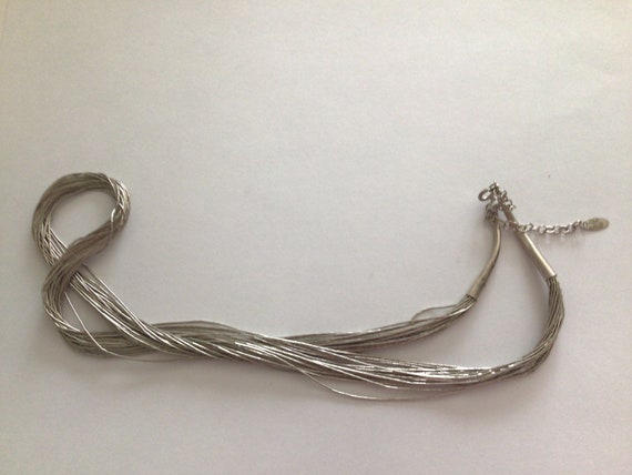 RB 20 Strand Liquid Silver Necklace 24" Adjustabl… - image 2
