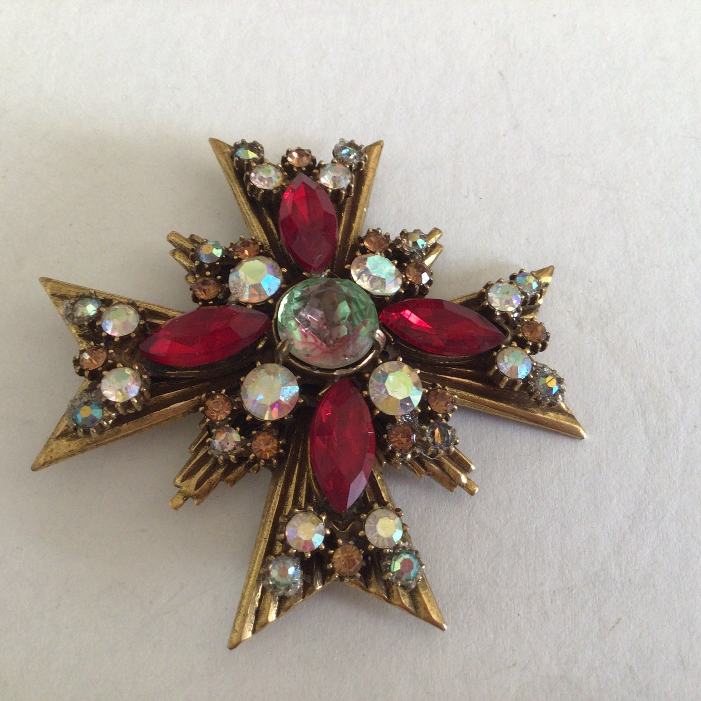 Vintage Florenza Maltese Cross Brooch/pendant.gold 