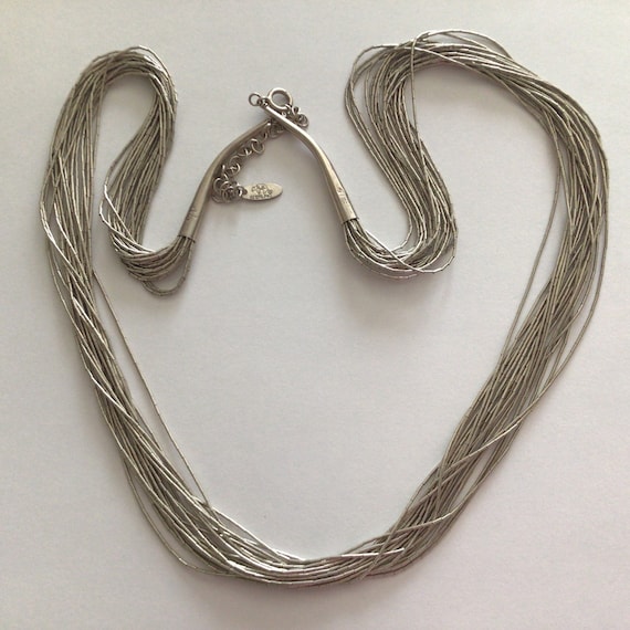 RB 20 Strand Liquid Silver Necklace 24" Adjustabl… - image 1