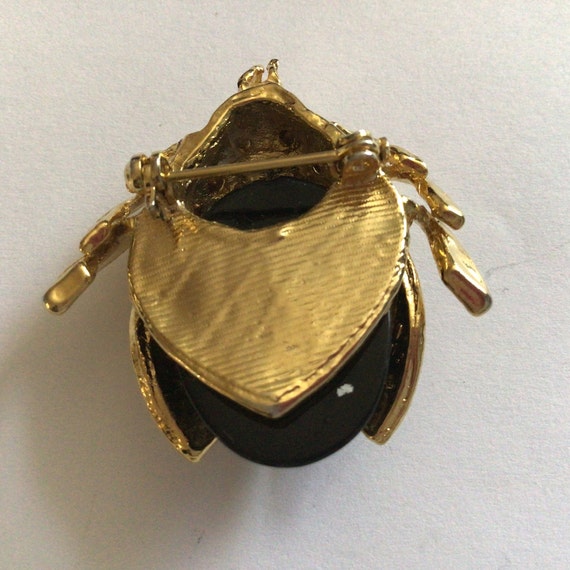 Vintage Brooch.Gold tone bug.Rhinestone Clear Swa… - image 6