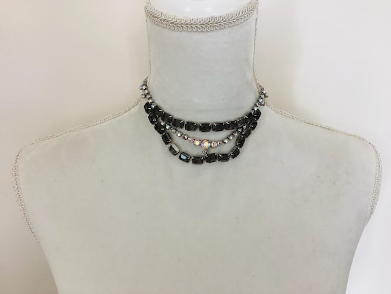 Antique Art Deco Rainbow Iris Arc Crystal Choker Princess Necklace