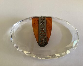 Antique Lucite Dress Clip: Vintage Fur Clip