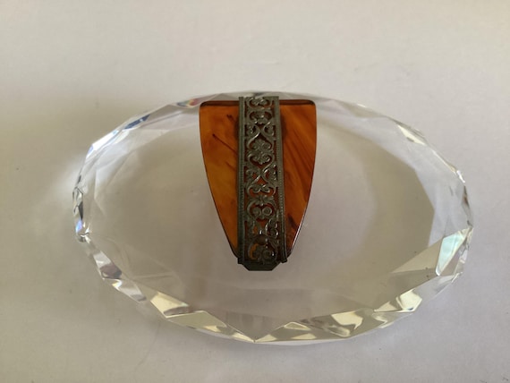 Antique Lucite Dress Clip: Vintage Fur Clip