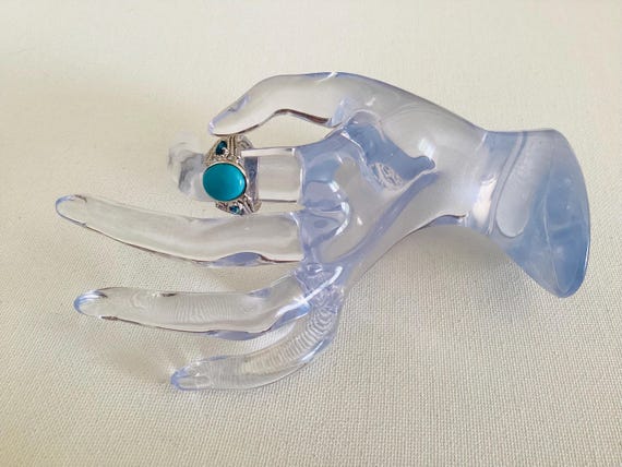 Statement Sterling Silver Turquoise Slepping Beat… - image 4