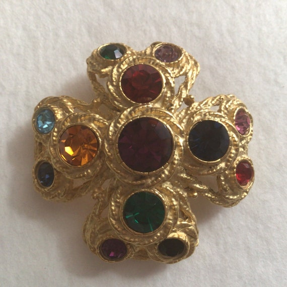 Byzantine Maltese Cross Gold metal,Emerald,Blue t… - image 1