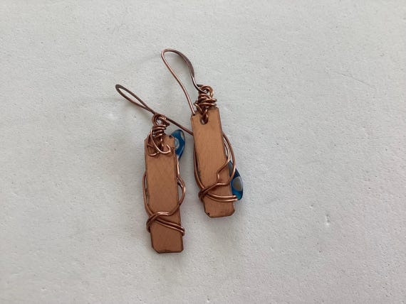 Vintage 1950s Handmade Long Solid Copper Cobalt B… - image 3