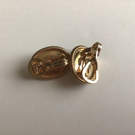 Monet Vintage Clip and Pierced Earrings.Gold tone… - image 4