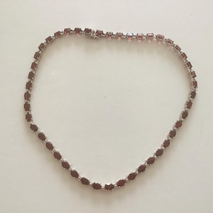 Red Garnet Tennis Necklace 925 Sterling Silver
