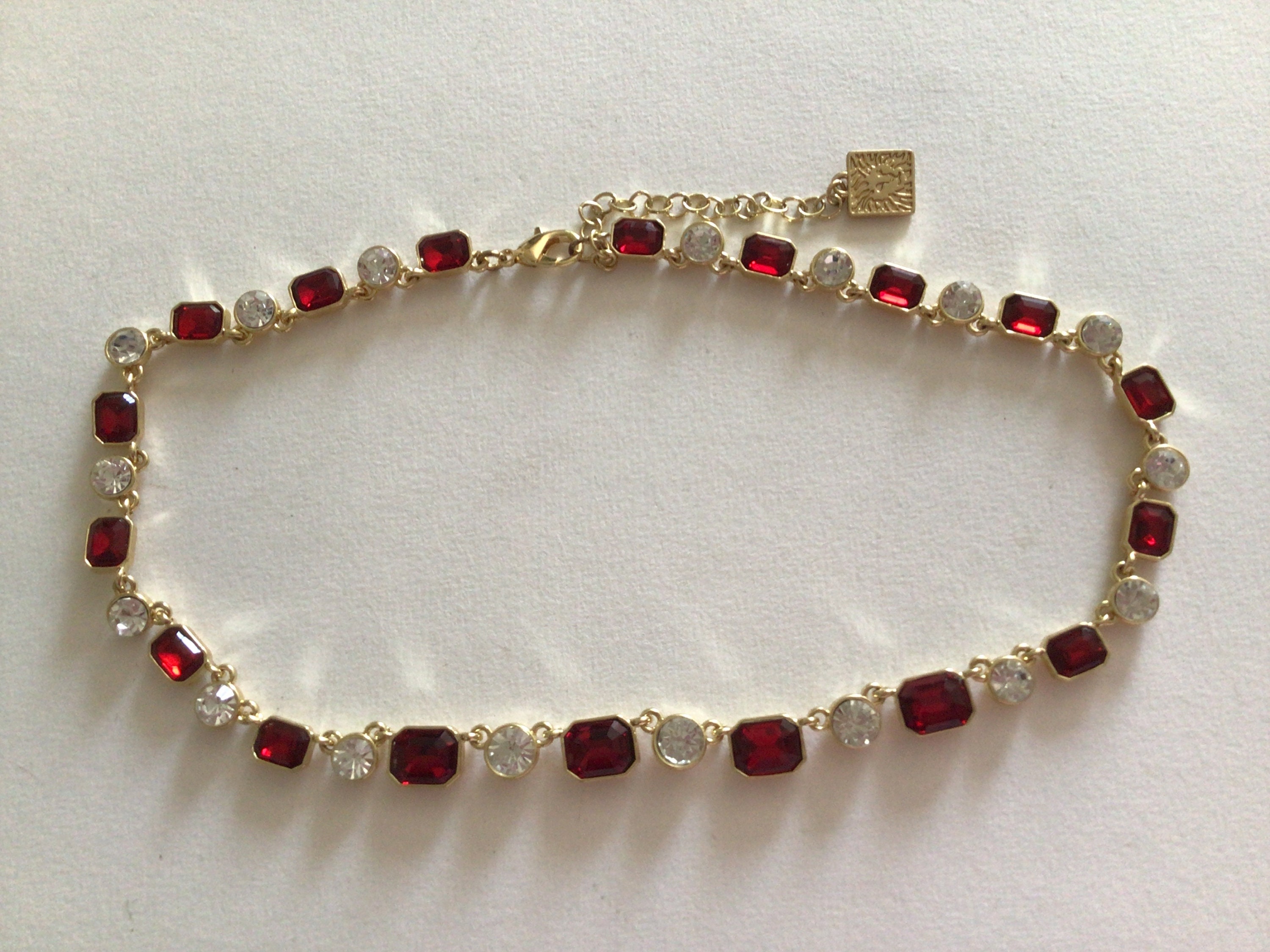Anne Klein Vintage Necklace.Gold plated.Swarovski crystal.Christmas Necklace.Excellent Vintage Condition.