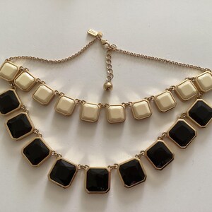 Vintage Kate Spade Necklace: Black Beige Gold Plated Double Strand