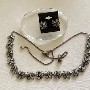Kendra Scott Andria Necklace and Earrings Silver Tone Sparkling