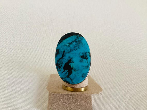 Large Statement Turquoise Ring Sterling Silver si… - image 10