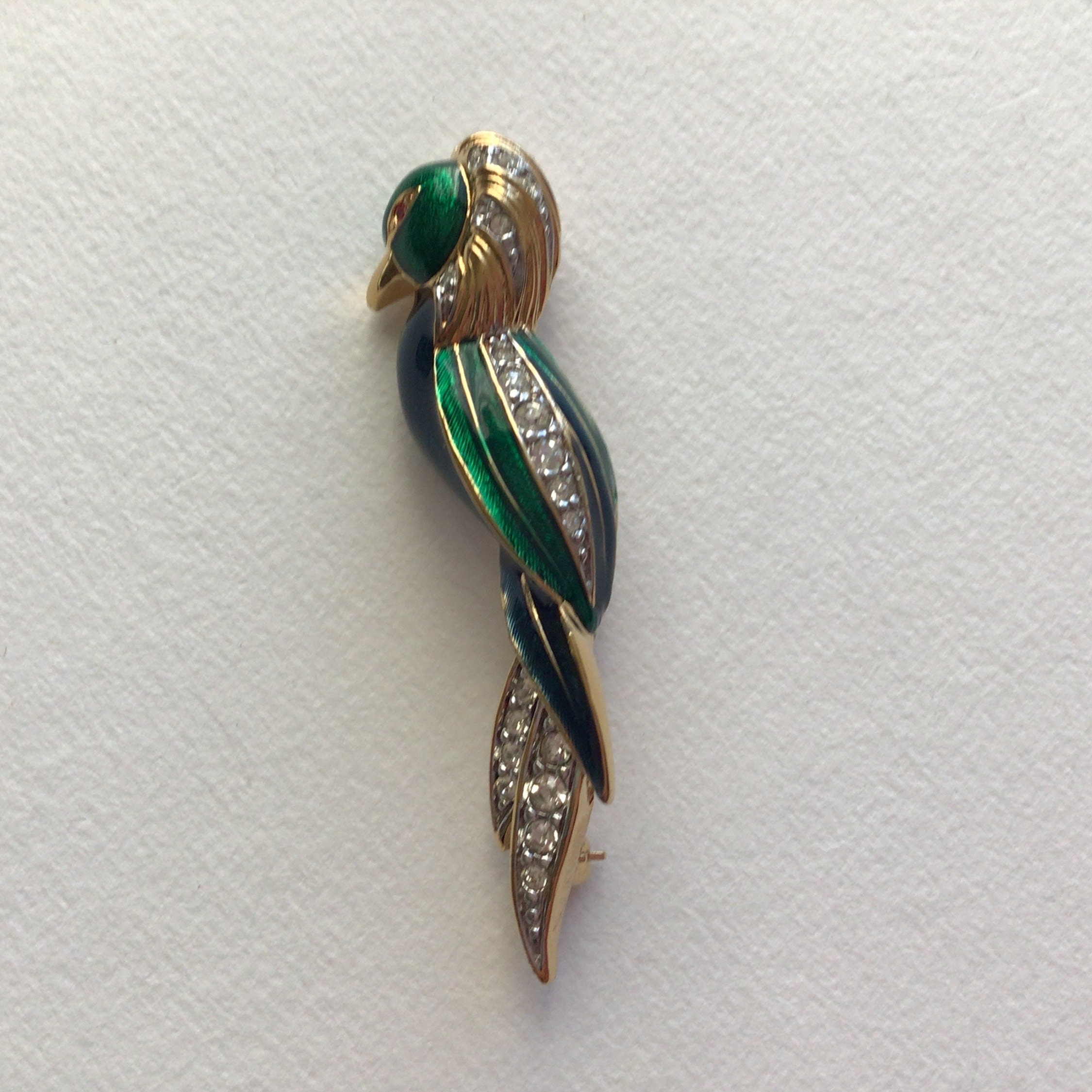 レビュー高評価の商品!の商品をすべて Brooch.exotic Vintage D'orlan Birds.gold and Plated.green アクセサリー