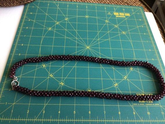 Genuine Garnet Braided necklace.925 Silver Locker… - image 5
