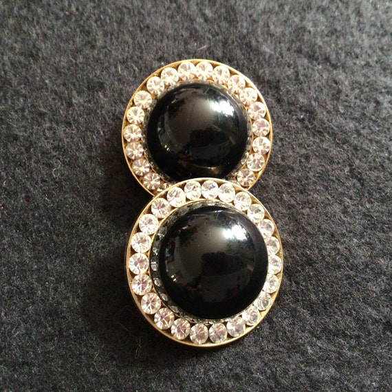 Classic-style earring’s,with faceted black glass … - image 5