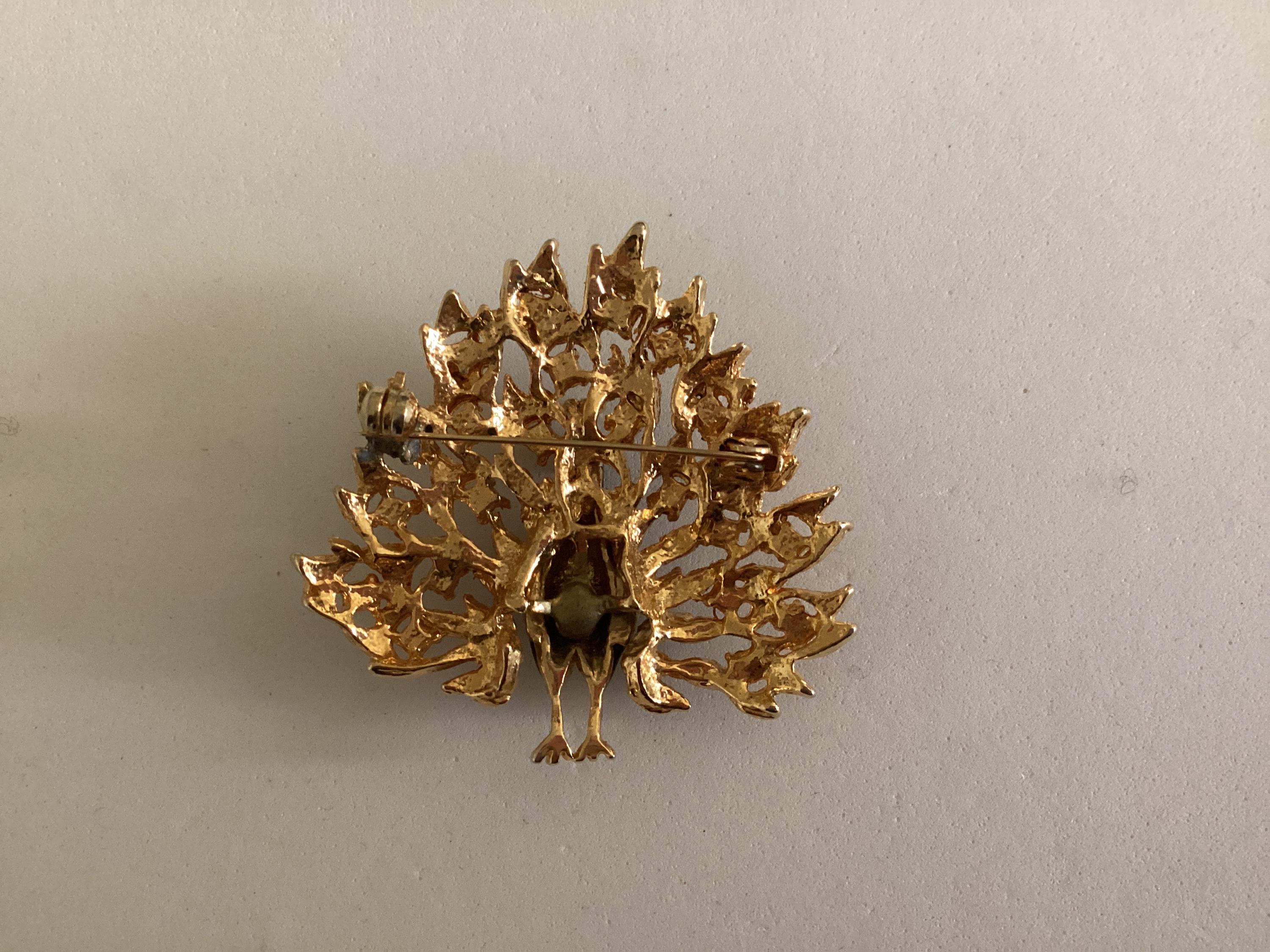 Broche Paon Bleu en Métal, Bijou Feng Shui - Décor Ethnique
