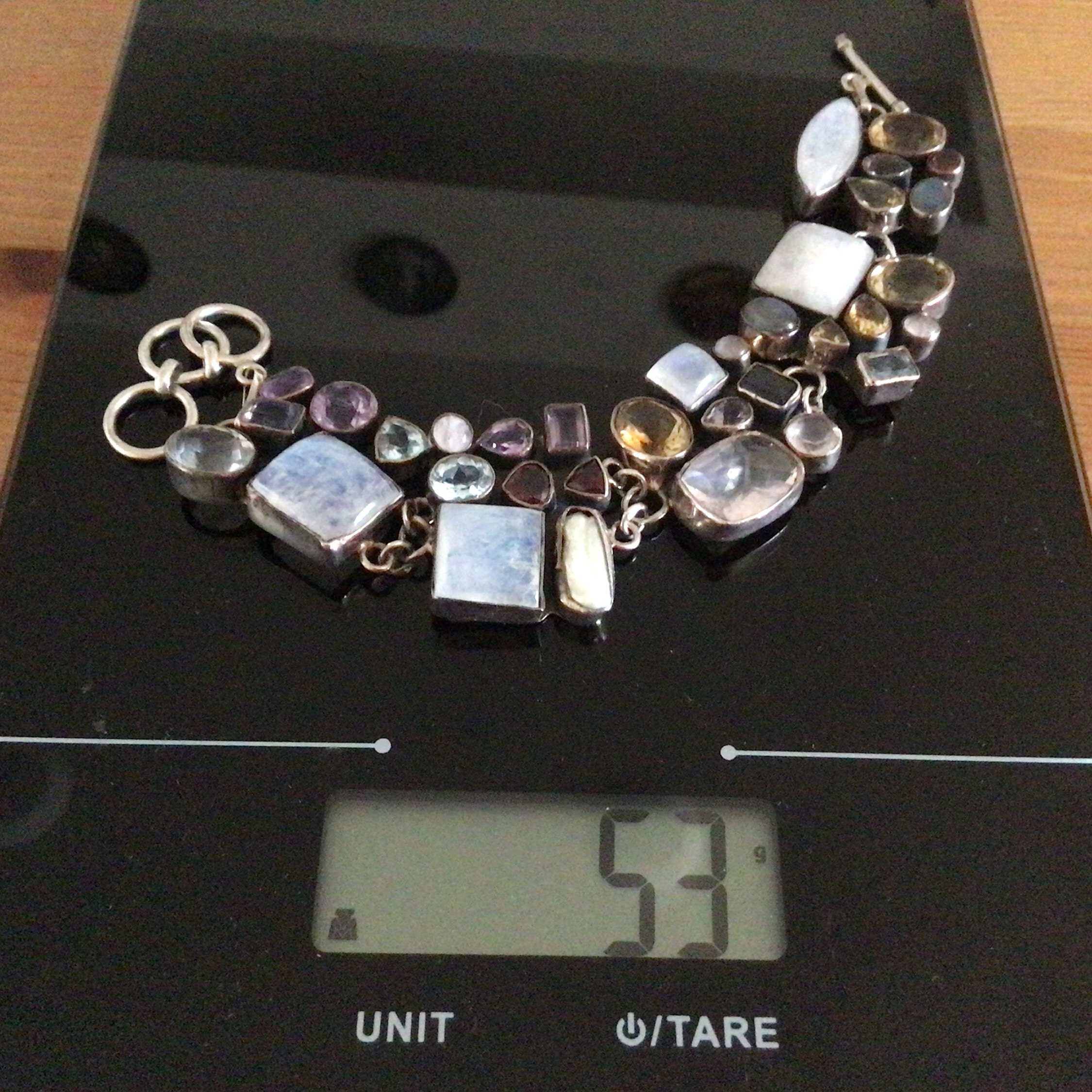 Bracelet En Argent Sterling 925 Avec Topaze, Citrine Et Grenat - Réglable