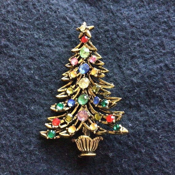Hollycraft Christmas tree Vintage Brooch.Gorgeous… - image 6