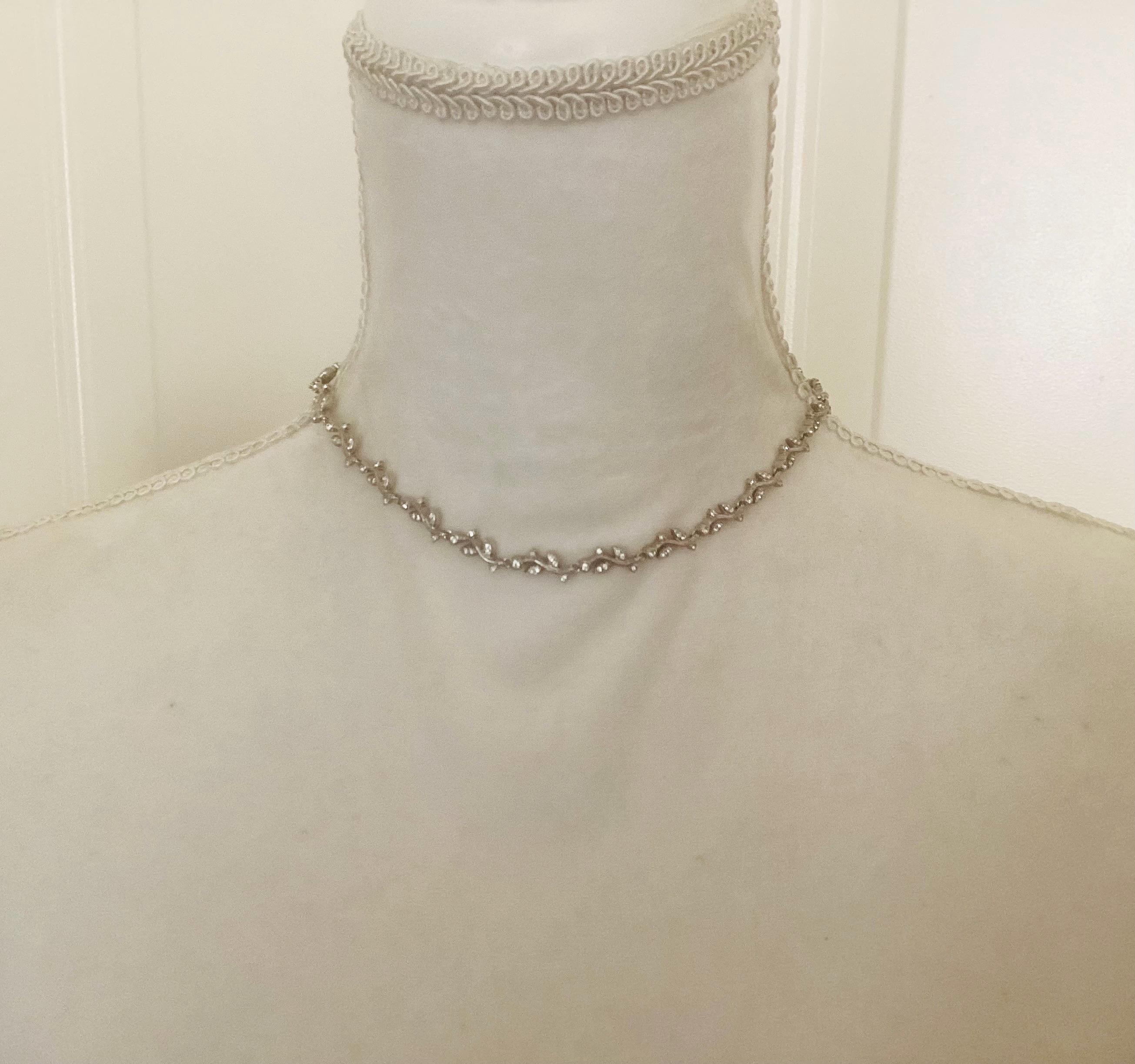 Swarovski Crystal Ethereal Vine Leaves Necklace Bridal Jewelry