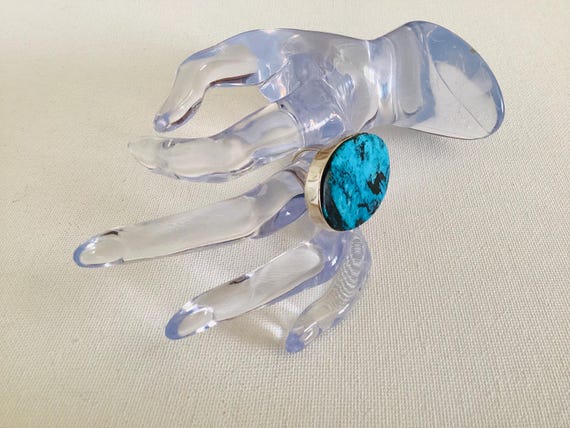 Large Statement Turquoise Ring Sterling Silver si… - image 5