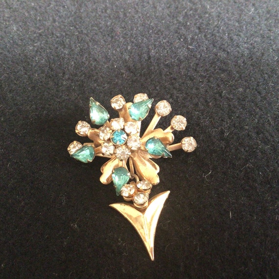 Coro Vintage Brooch/Pendant.Gold tone. Clear and … - image 5