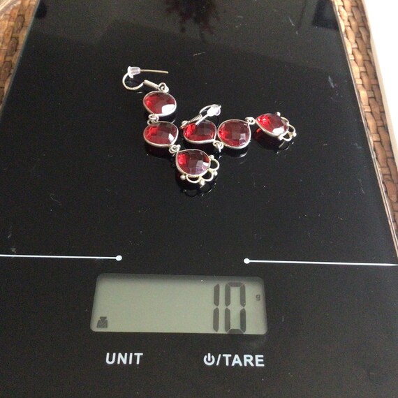 Handmade 925 Silver Red Ruby Quartz Teardrop Vint… - image 5
