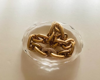 Vintage Pave Crystal Link Chain Bracelet Gold Tone