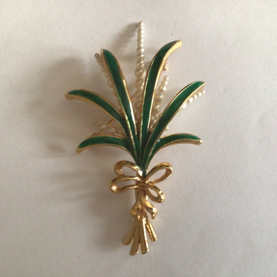 Ronald Vintage Brooch.Gold tone, Faurx Pearl.Made… - image 2