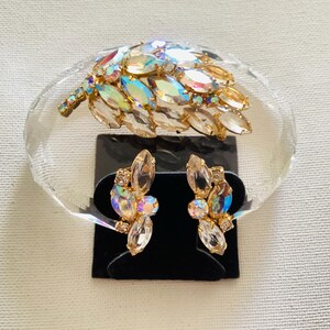 Vintage 50erJuliana Open Back Klar Marquise AB Strass Gewölbtes Blatt Set