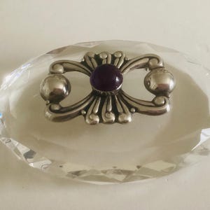 Broche cabochon violette et argent sterling du Mexique vintage