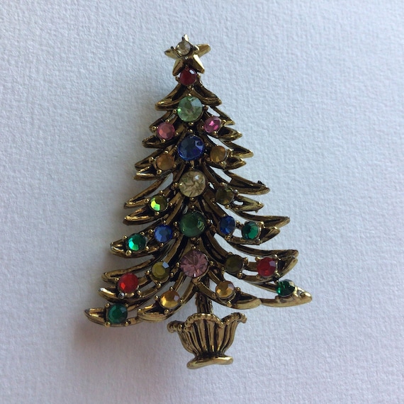 Hollycraft Christmas tree Vintage Brooch.Gorgeous… - image 1