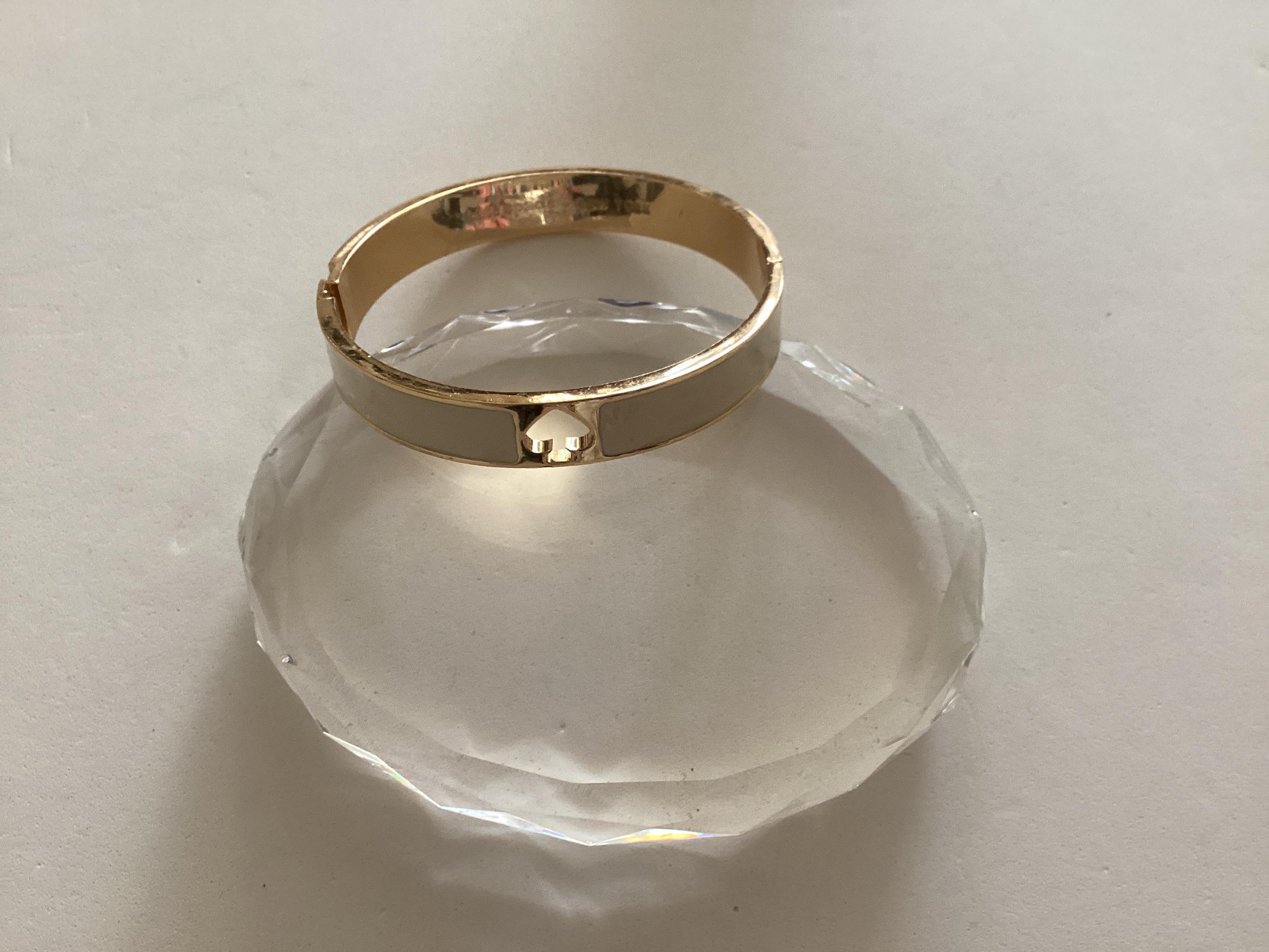 Kate Spade Enamel Hole Punch Hinge Bangle Kate Spade HOLE PUNCH SPADE HINGE BANGLE Bracelet Cream  main image 2
