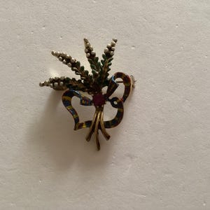 Vintage Scottish Heather Pin Brooch Enamel,Irish Jewelry