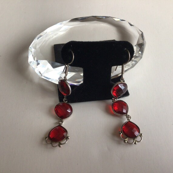 Handmade 925 Silver Red Ruby Quartz Teardrop Vint… - image 2