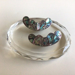 Vintage Alpaca Mexico Abalone Earrings.Excellent Vintage Condition.