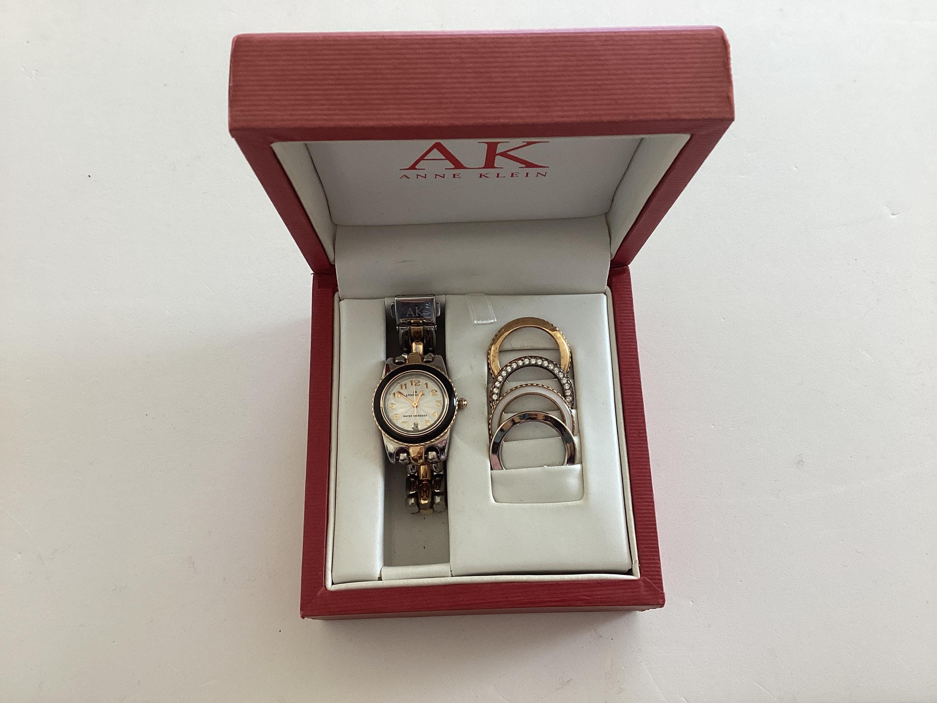 Anne Klein Silver and Gold Watch with Interchangeable Bezels Anne Klein II Water Resistant Vintage Watch With  main image 4