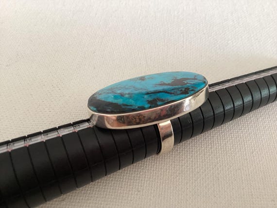 Large Statement Turquoise Ring Sterling Silver si… - image 8