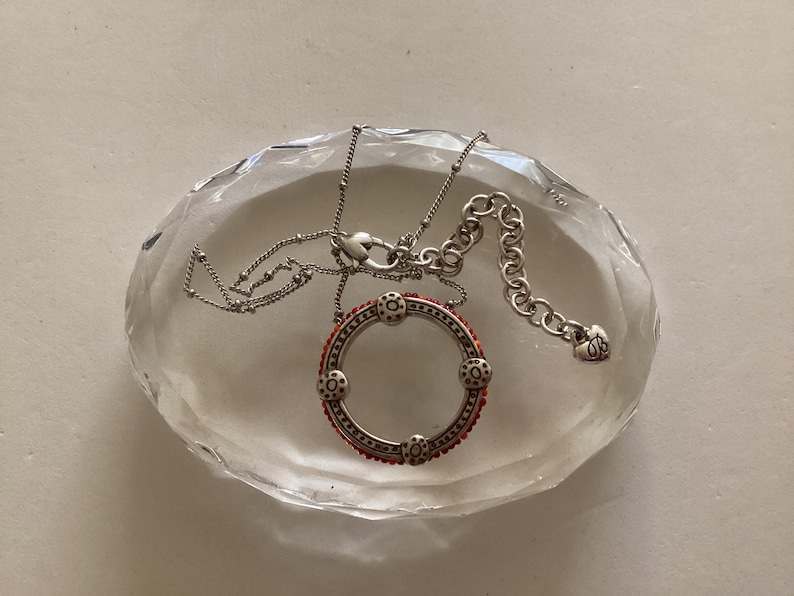 Brighton “Global Dream” Silver Plated,Red Circle Peened Bead Pendant Necklace image 1