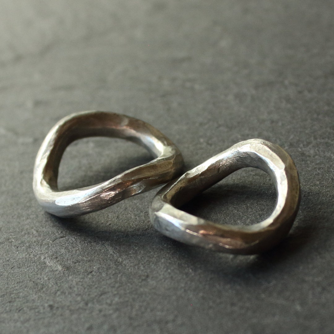 SUZU (tin) × SILVER [bends Hammered Tin Ring] Personalize Gift 10 Year ...