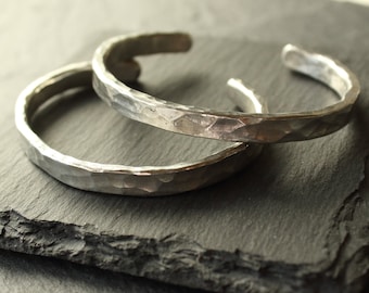 SUZU × SILVER [Plate Tin Bangle] braid bracelet woman personalize gift 10 year anniversary gift for him handmade jewelry japan hammer