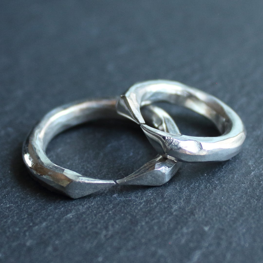 SUZU (tin) × SILVER [hammered Omega Tin Ring] Personalize Gift 10 Year ...